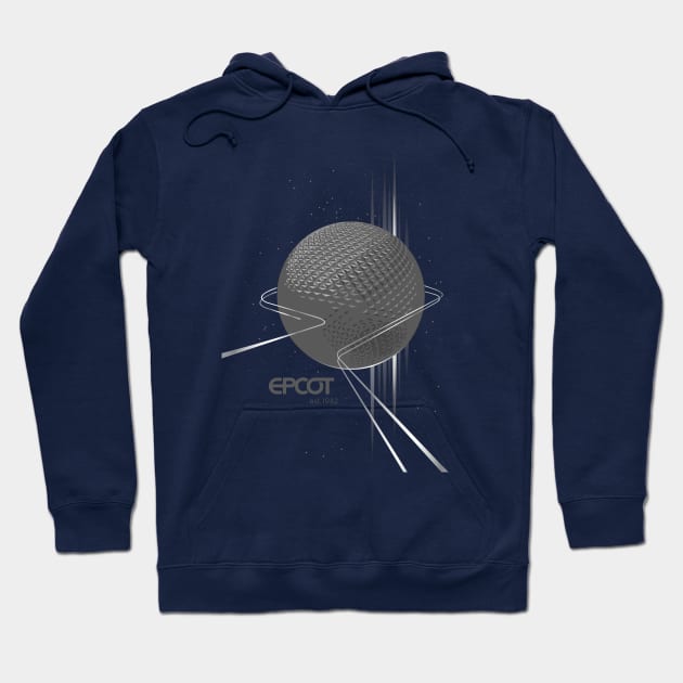EPCOT Spaceship Earth Grayscale Shirt Design - Front Design for Light Shirts Hoodie by Blake Dumesnil Designs